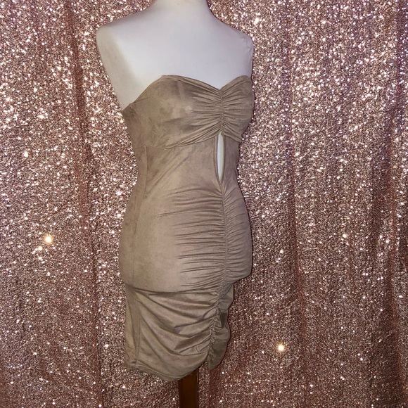 Nude Ruched Mini Dress - Picture 2 of 3